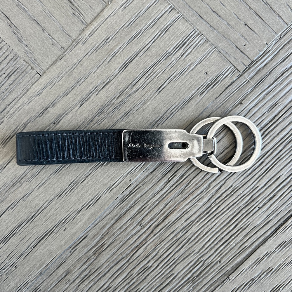 Salvatore Ferragamo Key Ring / Keychain Black Leather